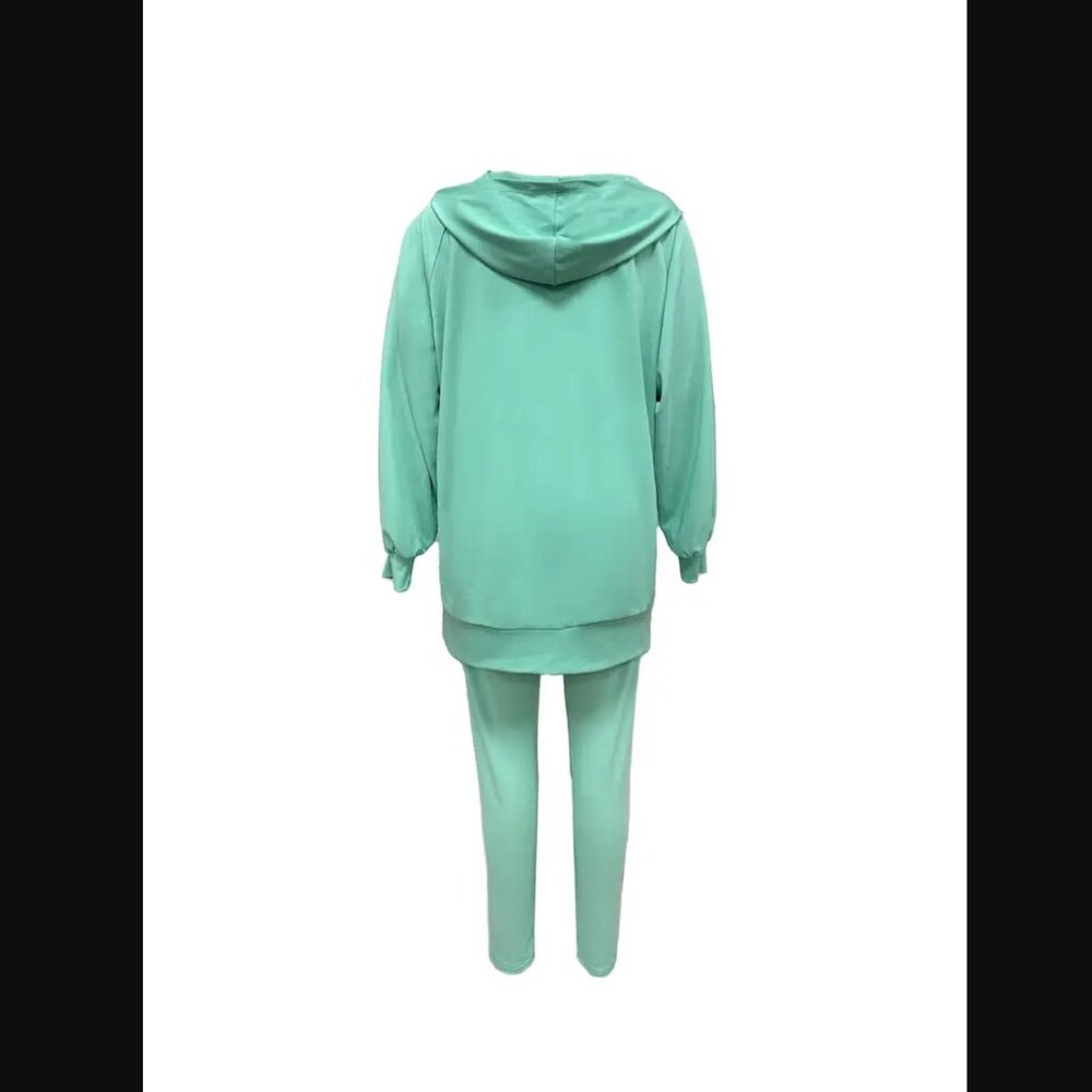 Emerald Teal Two-Piece Set, Split Long Sleeve Hoo… - image 6